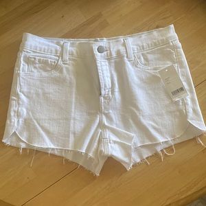 J Brand White Denim Mid-Rise Shorts Size 26